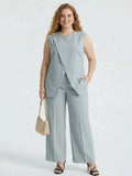 Larui Plus Size Women's Top Coat Pants Two Piece Outfits