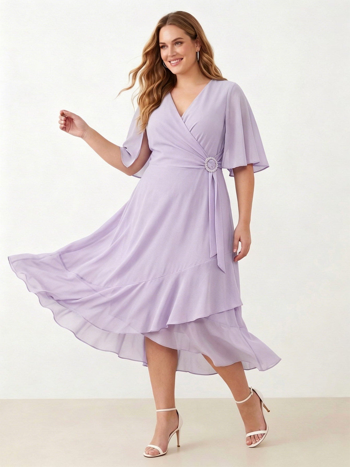 Larui Plus Size Women‘s Chiffon Dress