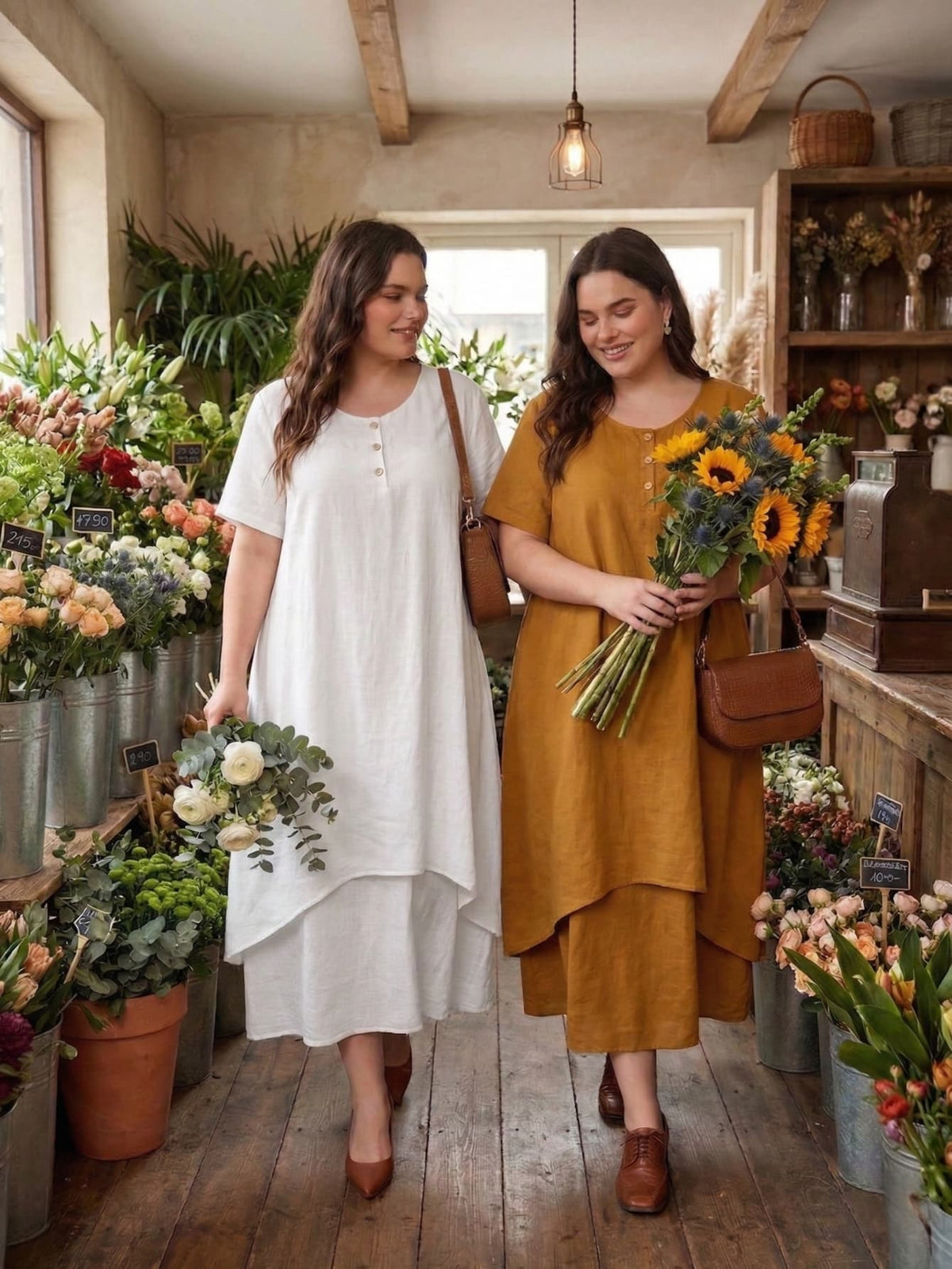 Larui Plus Size Women's Linen Dress