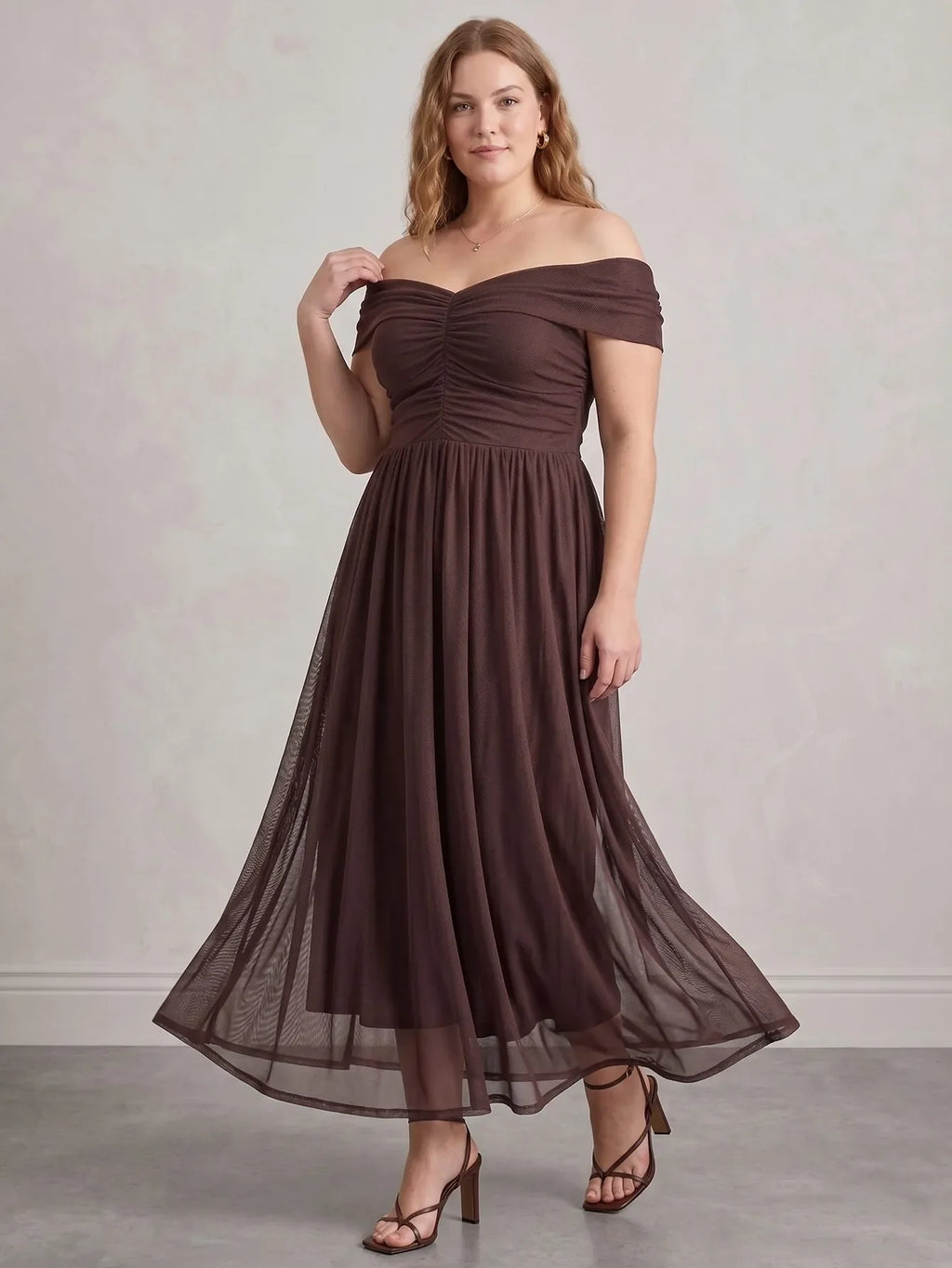 Larui Plus Size Off Shoulder A-Line Dress