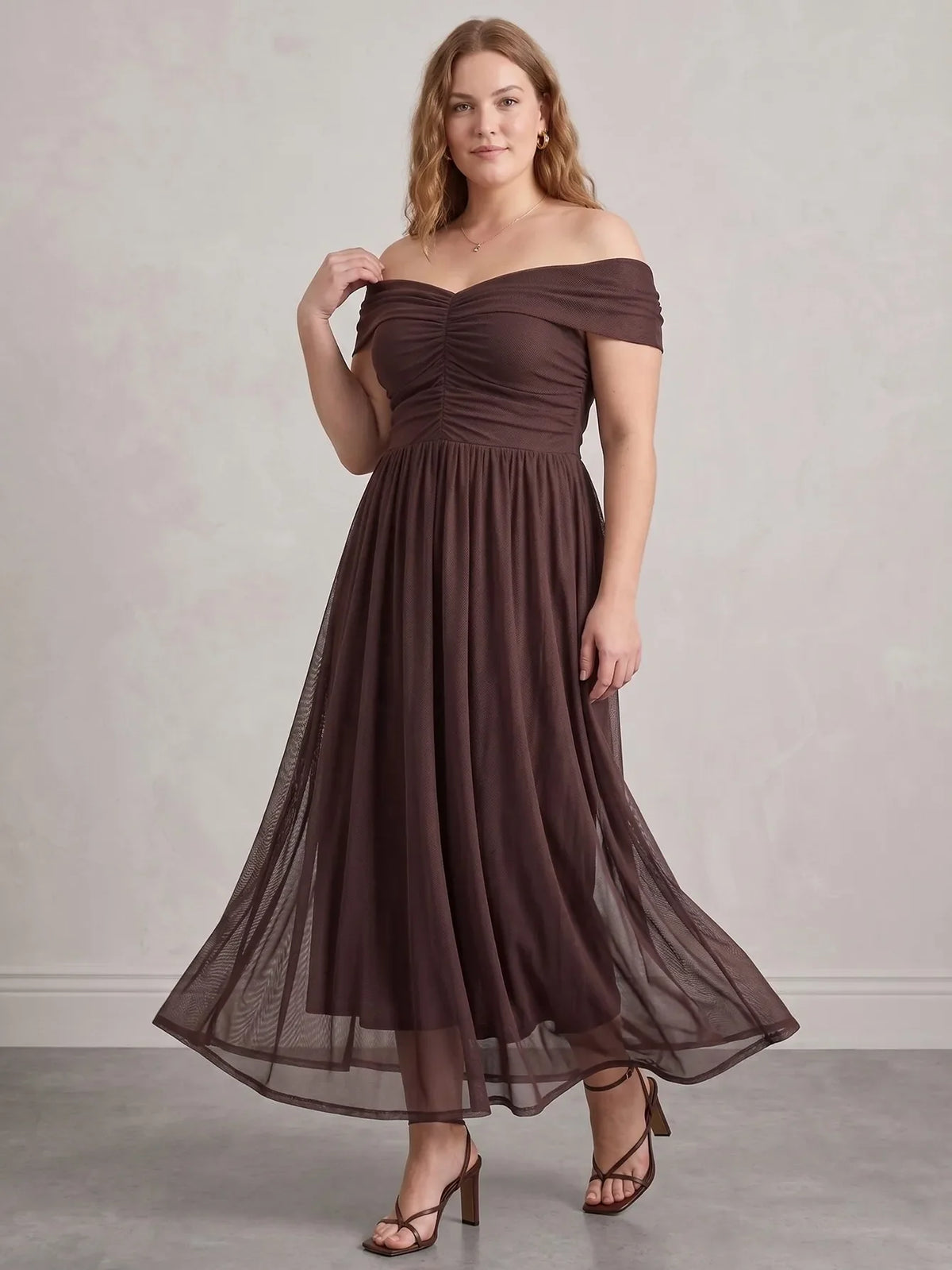 Larui Plus Size Off Shoulder A-Line Dress