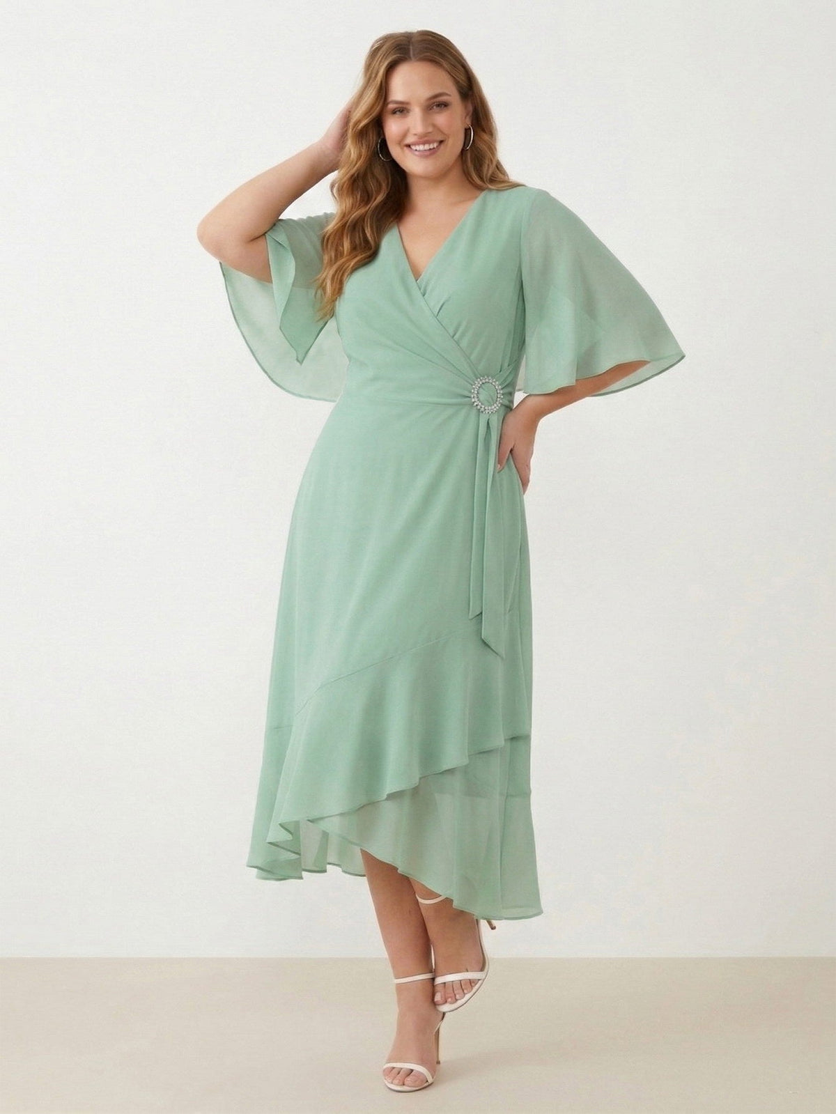 Larui Plus Size Women‘s Chiffon Dress