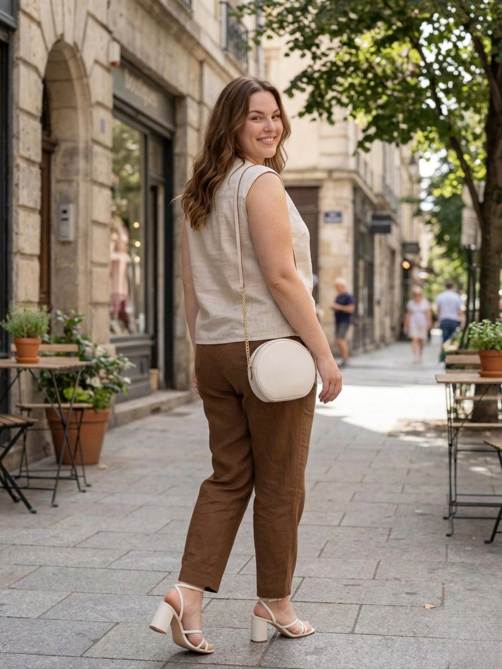 Larui Plus Size Women's Linen V-Neck Sleeveless Vest