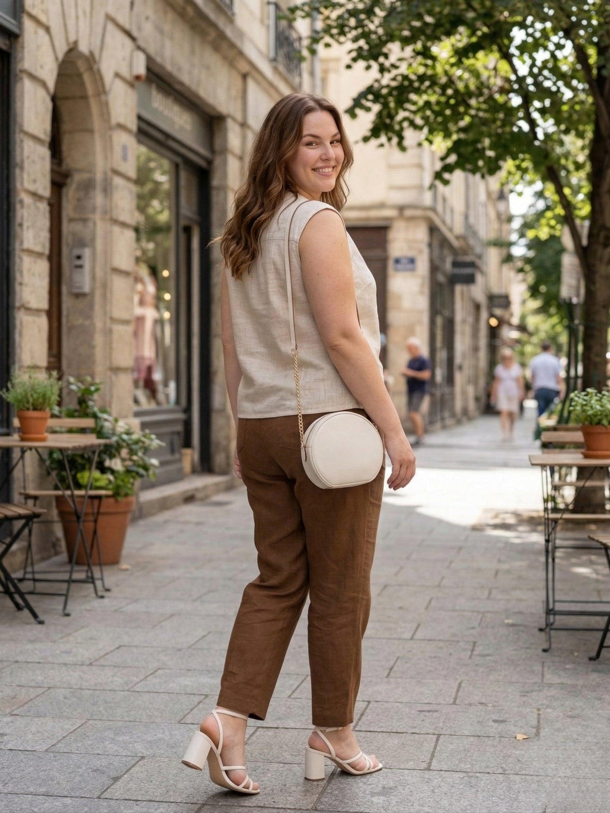 Larui Plus Size Women's Linen V-Neck Sleeveless Vest