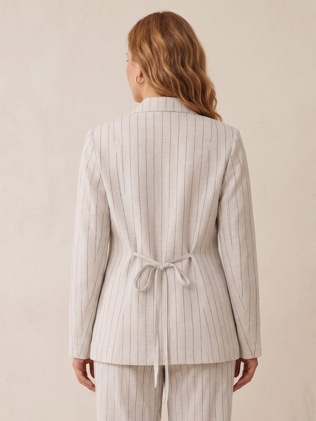 Larui Plus Size Women's Stripes Long Sleeves Jacket Blazer