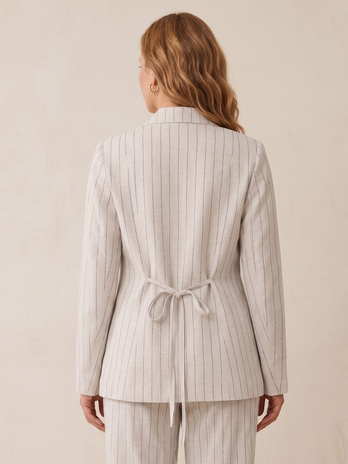 Larui Plus Size Women's Stripes Long Sleeves Jacket Blazer