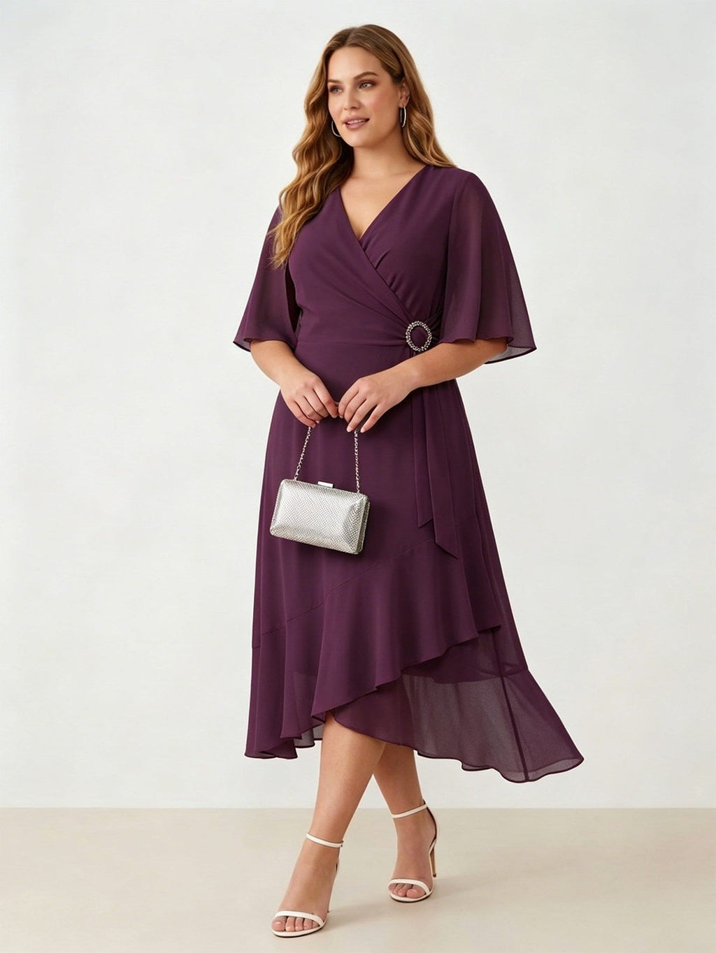 Larui Plus Size Women‘s Chiffon Dress