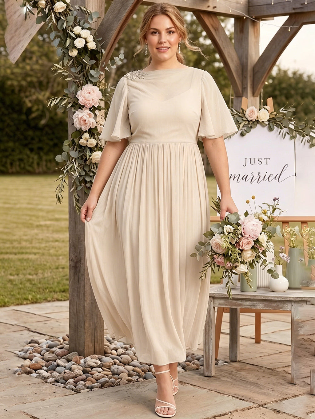 Larui Plus Size Women's Chiffon Dress