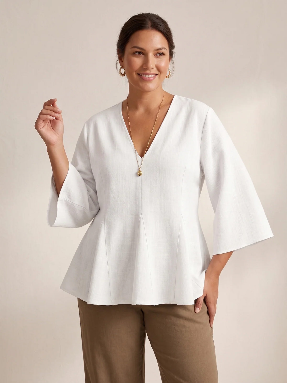 Larui Plus-Size Women's Linen Top