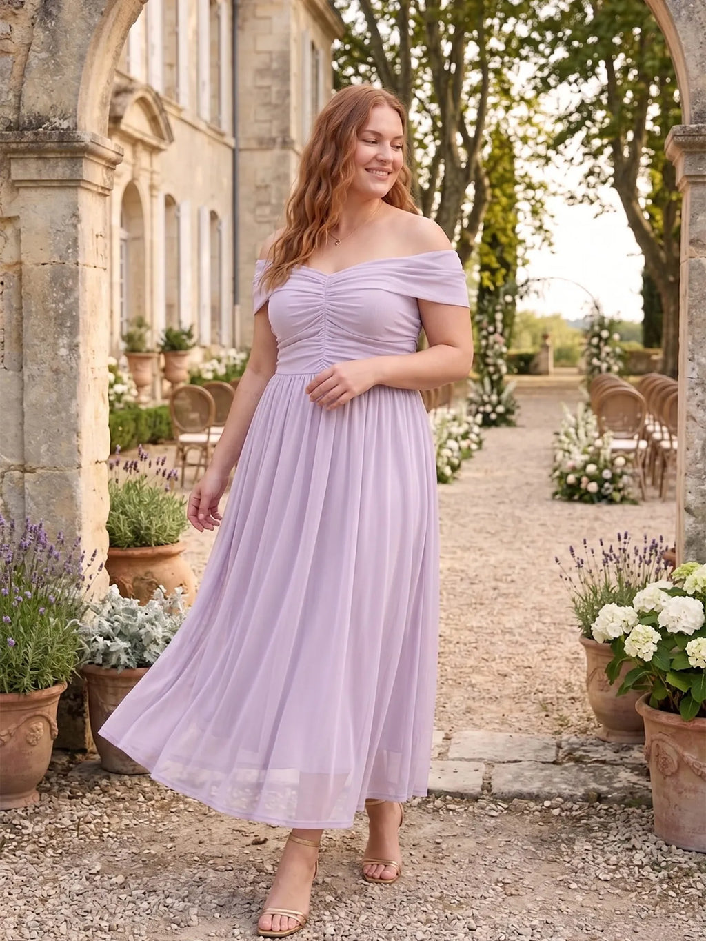 Larui Plus Size Off Shoulder A-Line Dress