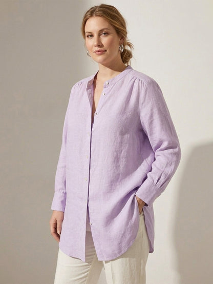Larui Plus Size Elegant Long Linen Shirt