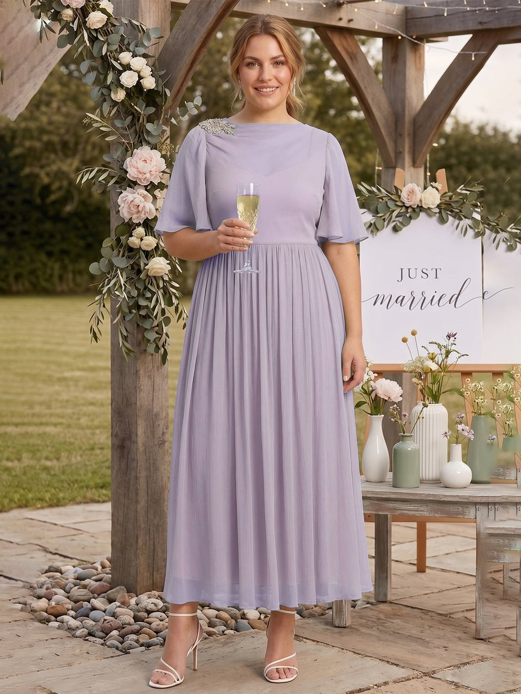Larui Plus Size Women's Chiffon Dress