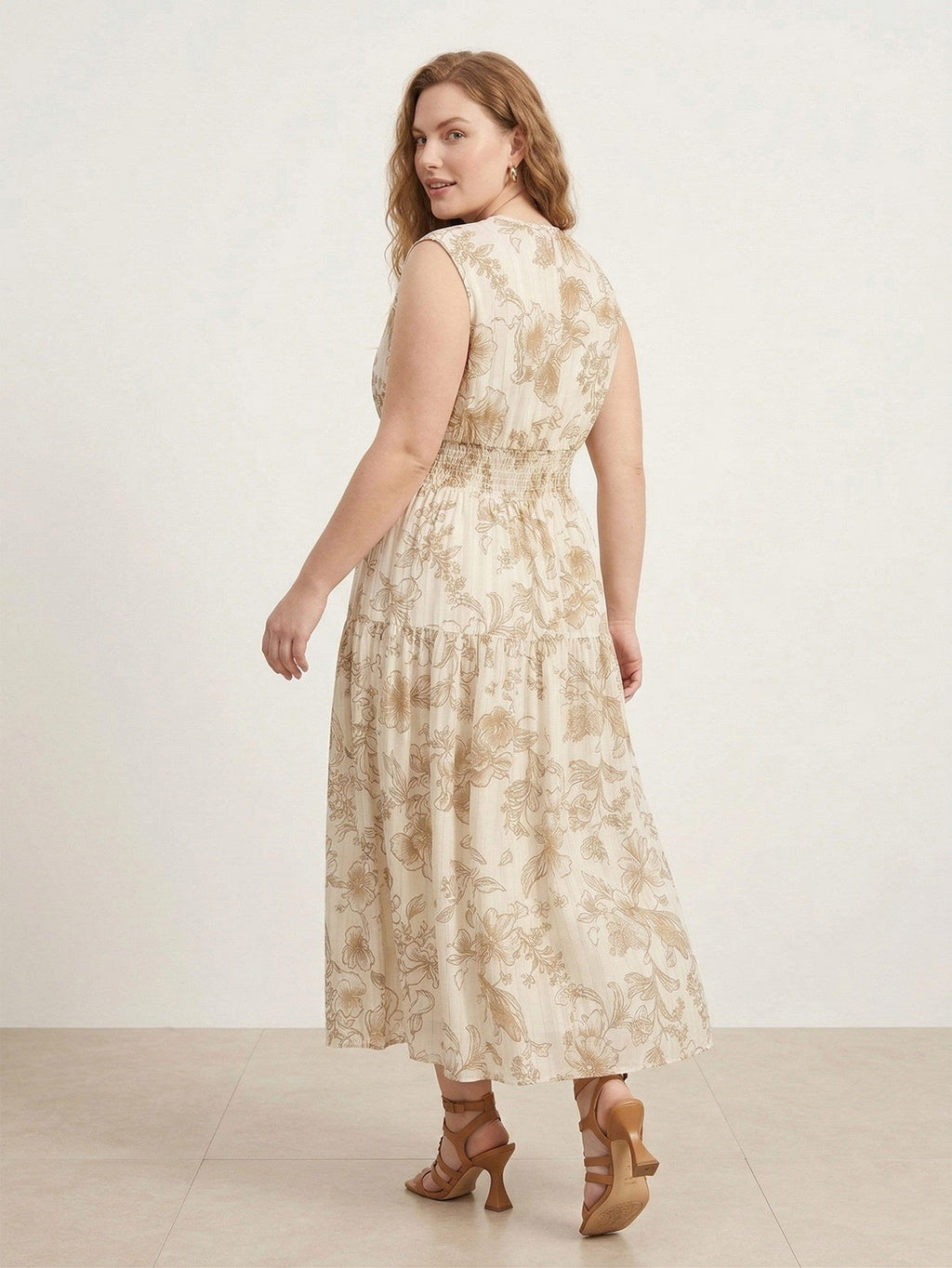 Larui Plus Size Women‘s Chiffon Ruffle A-line Dress