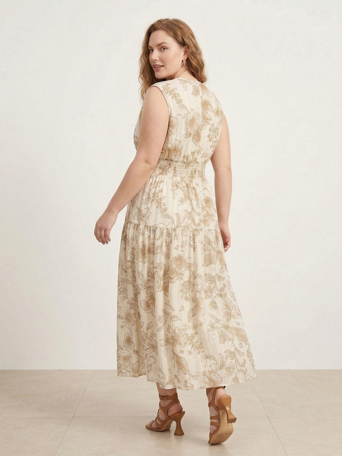 Larui Plus Size Women‘s Chiffon Ruffle A-line Dress