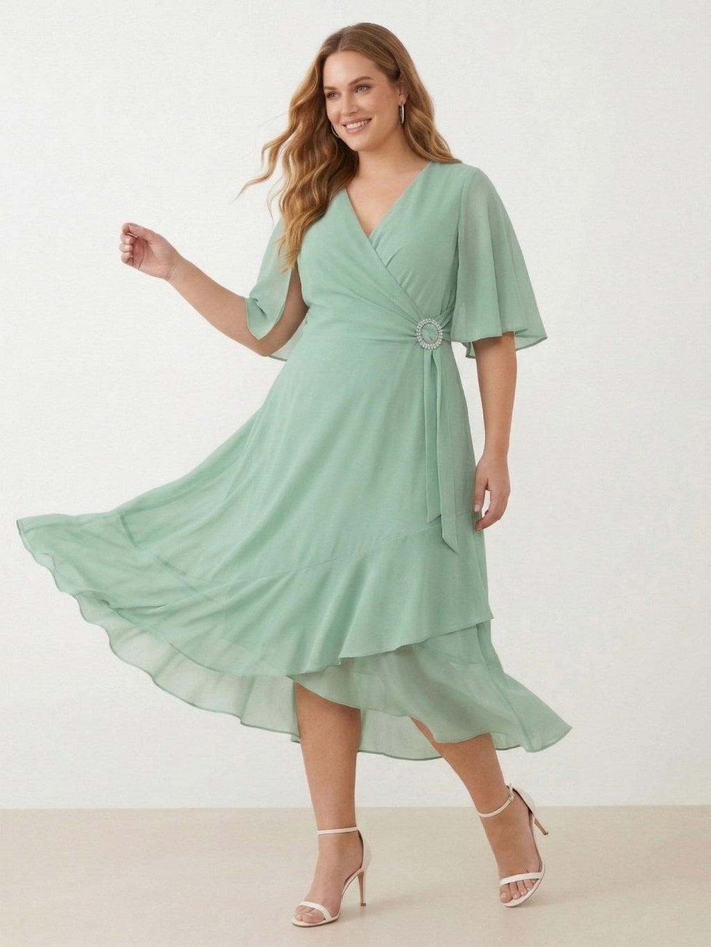 Larui Plus Size Women‘s Chiffon Dress