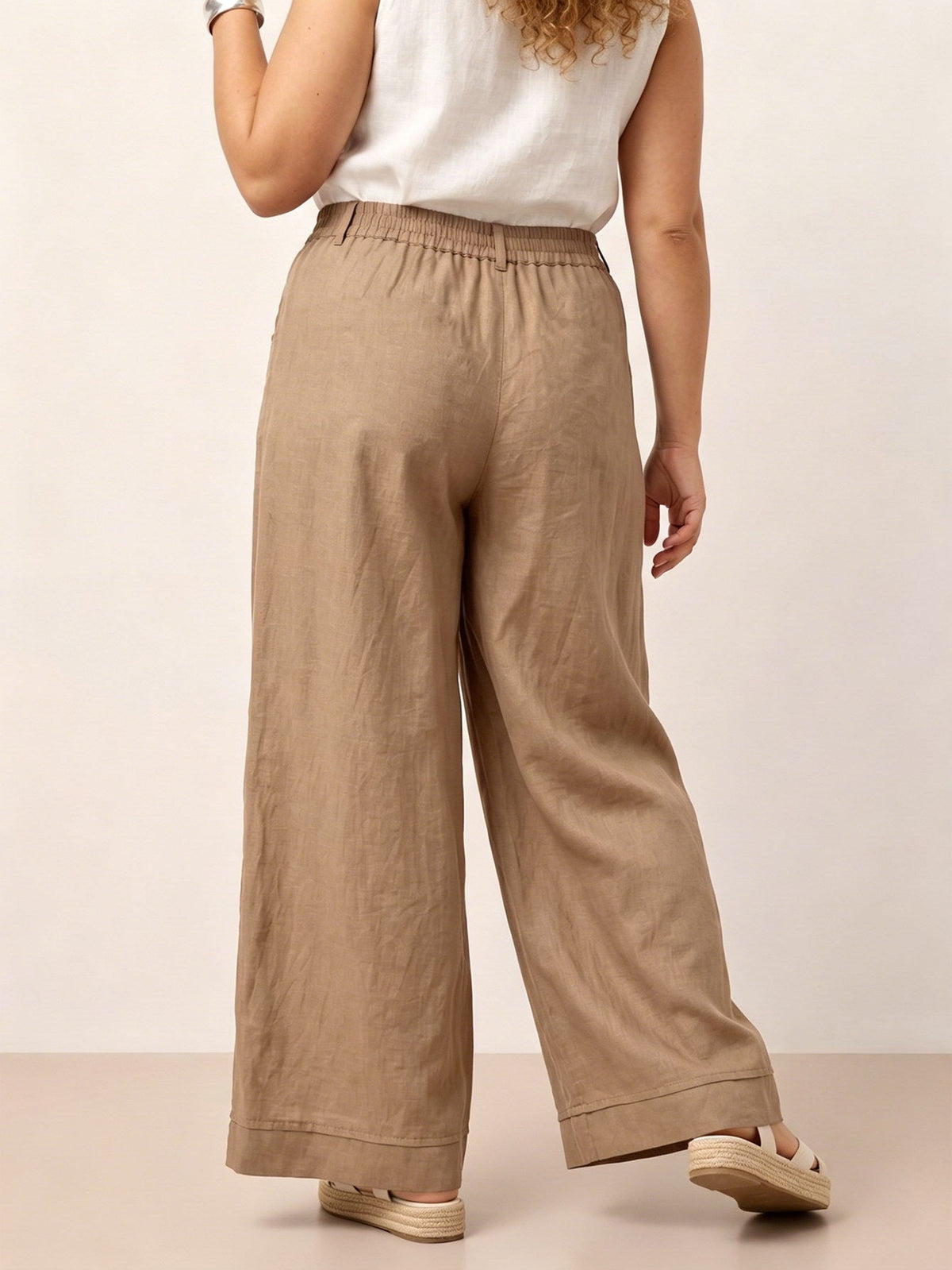 Larui Plus Size Women's Linen Pocket Full Length Pants
