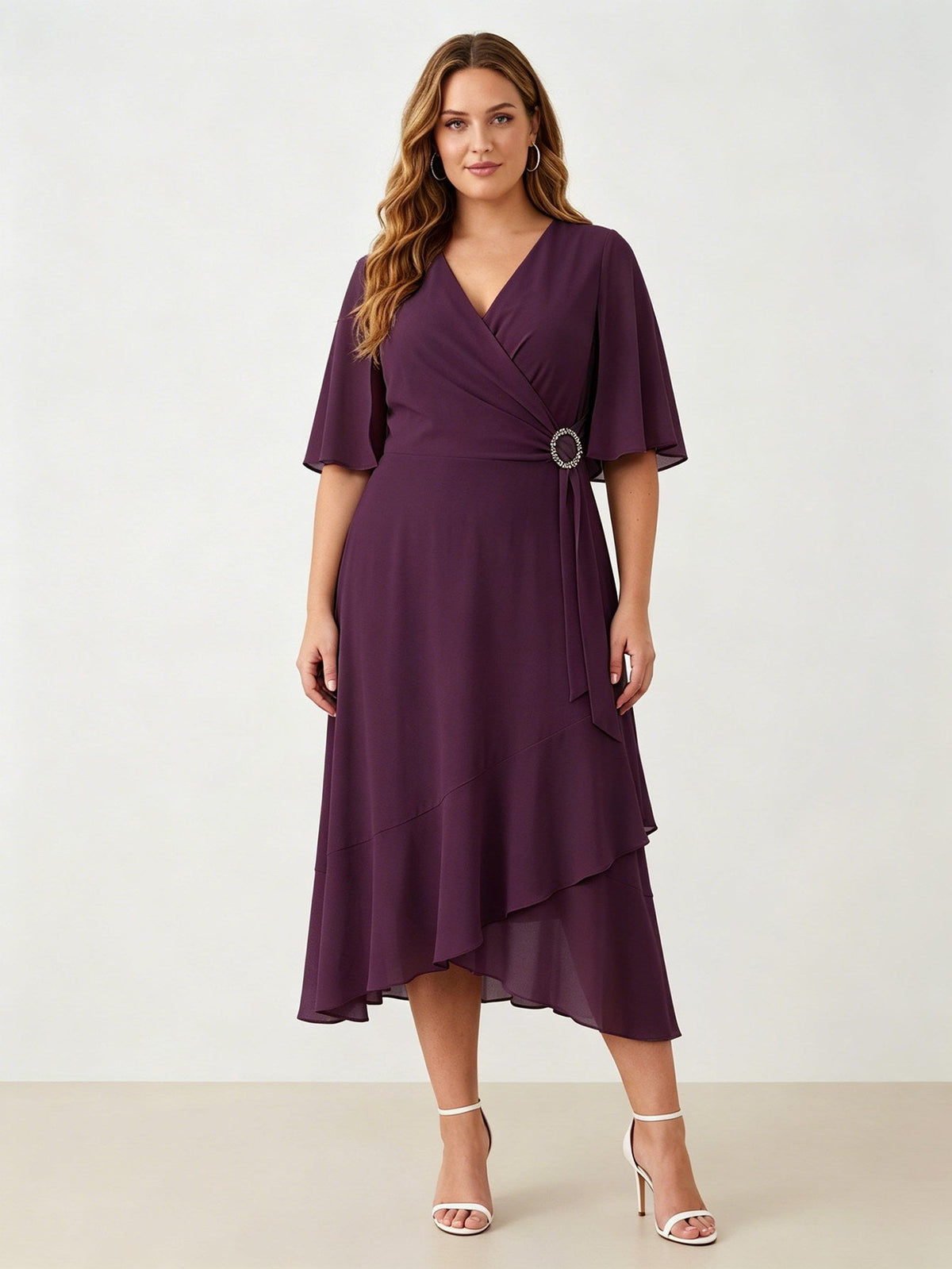 Larui Plus Size Women‘s Chiffon Dress