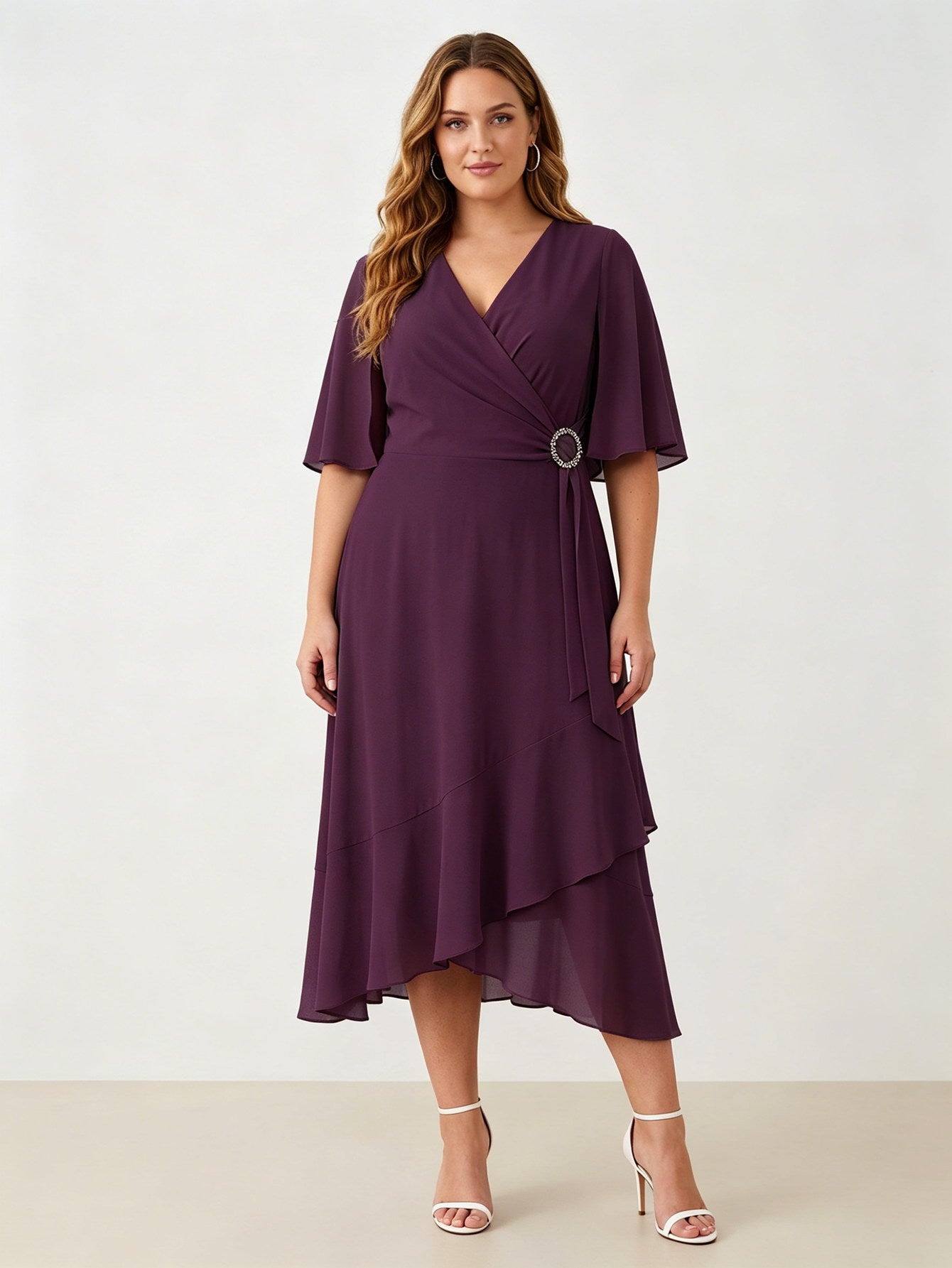 Larui Plus Size Women‘s Chiffon Dress