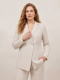 Larui Plus Size Women's Stripes Long Sleeves Jacket Blazer