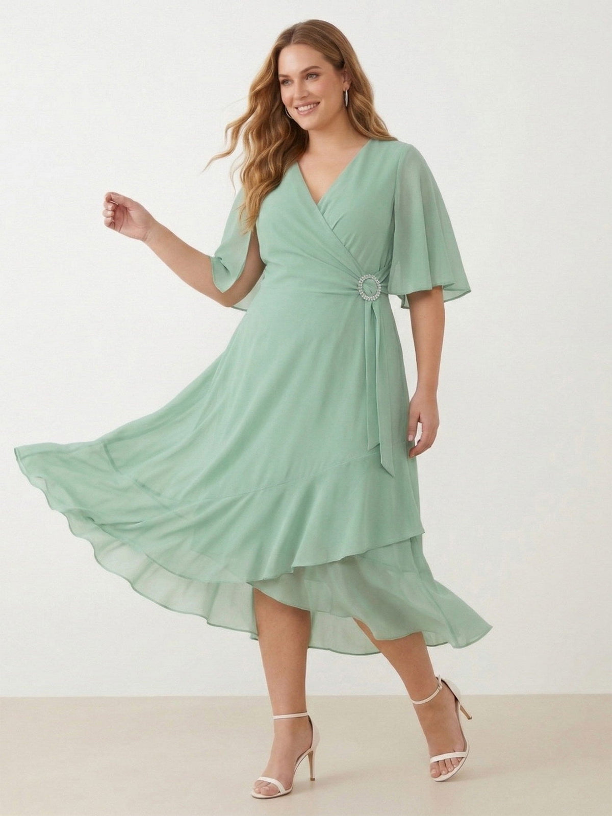 Larui Plus Size Women‘s Chiffon Dress