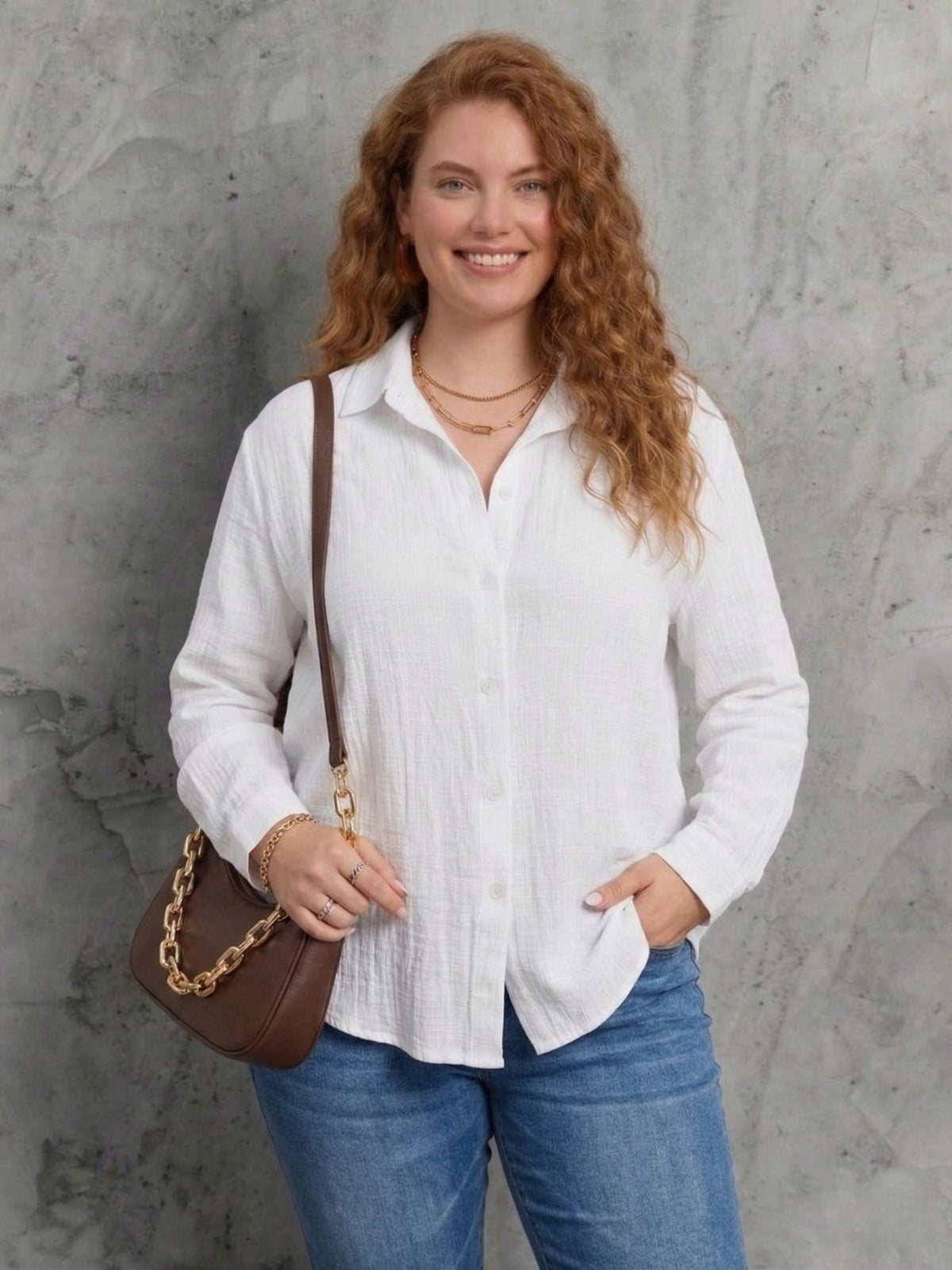 Larui Plus Size Women's Linen Long Sleeves Shirt
