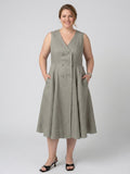 Larui Plus Size Women's Elegant Double-Breasted Linen Dress