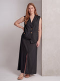 Larui Plus Size Women's LinenSkirt Set (With Asymmetric Hem Tank Top)