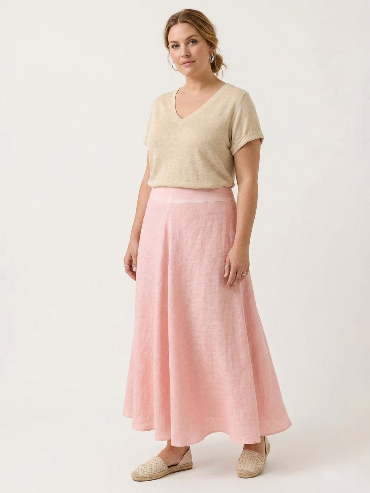 Larui Plus Size Linen A-line Skirt