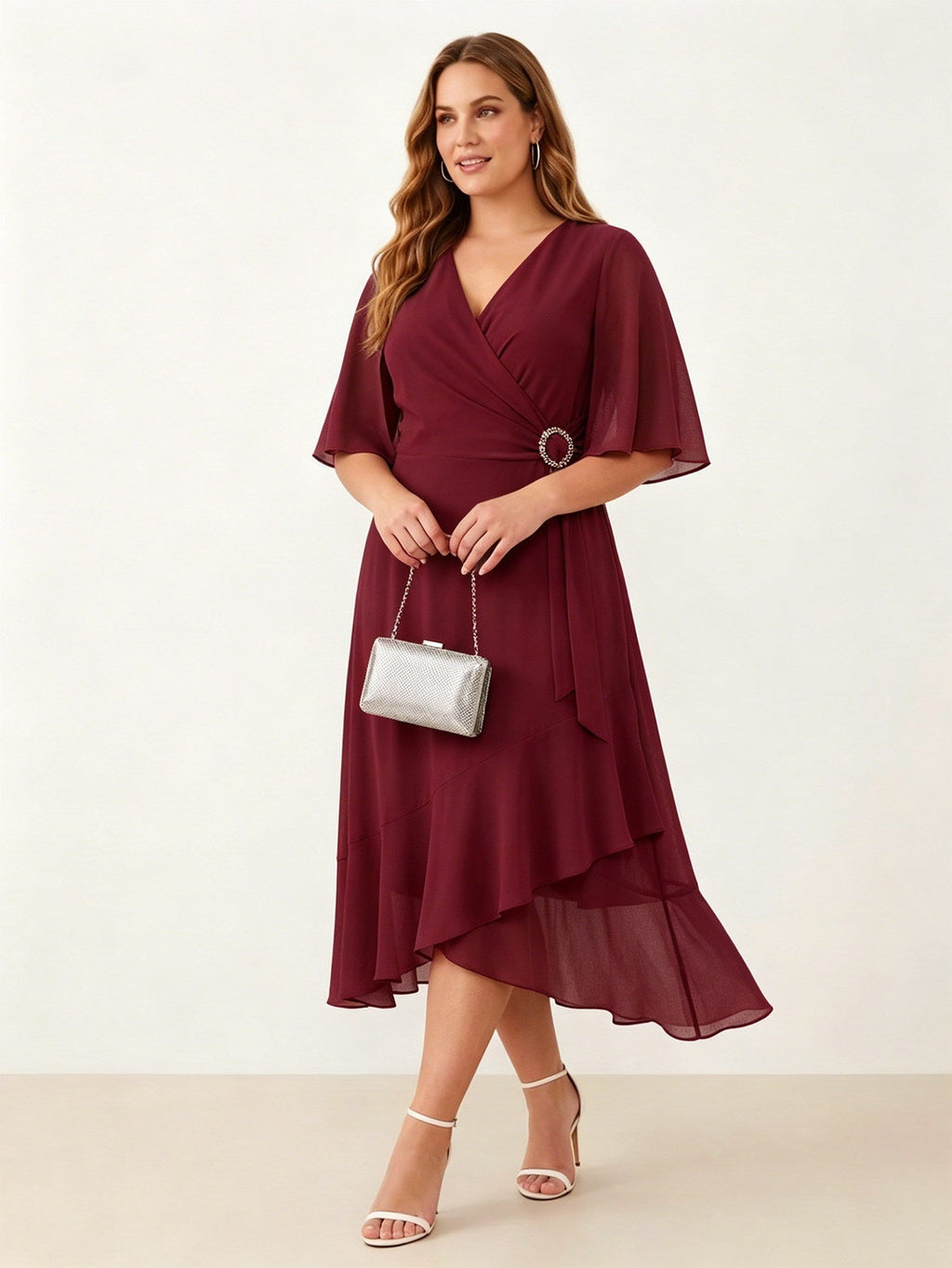 Larui Plus Size Women‘s Chiffon Dress