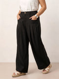 Larui Plus Size Women's Linen Pocket Full Length Pants