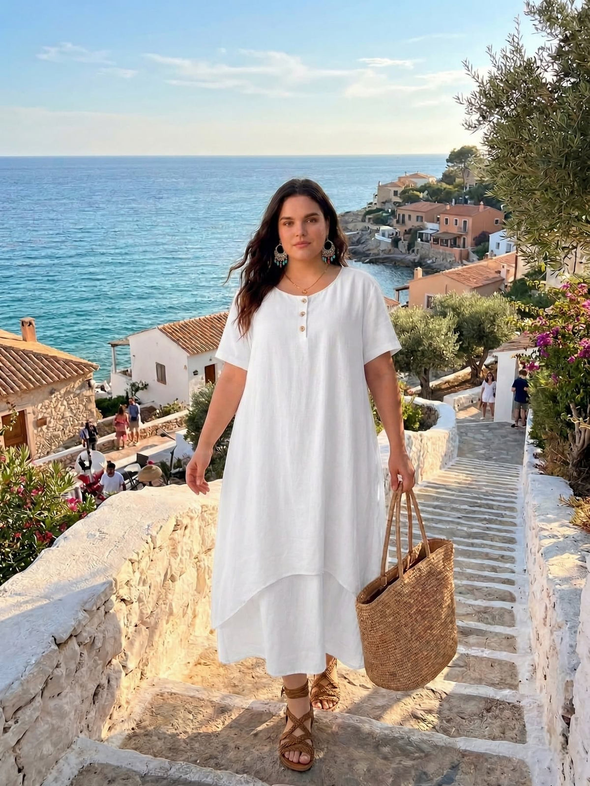 Larui Plus Size Women's Linen Dress