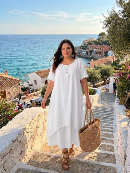 Larui Plus Size Women's Linen Dress
