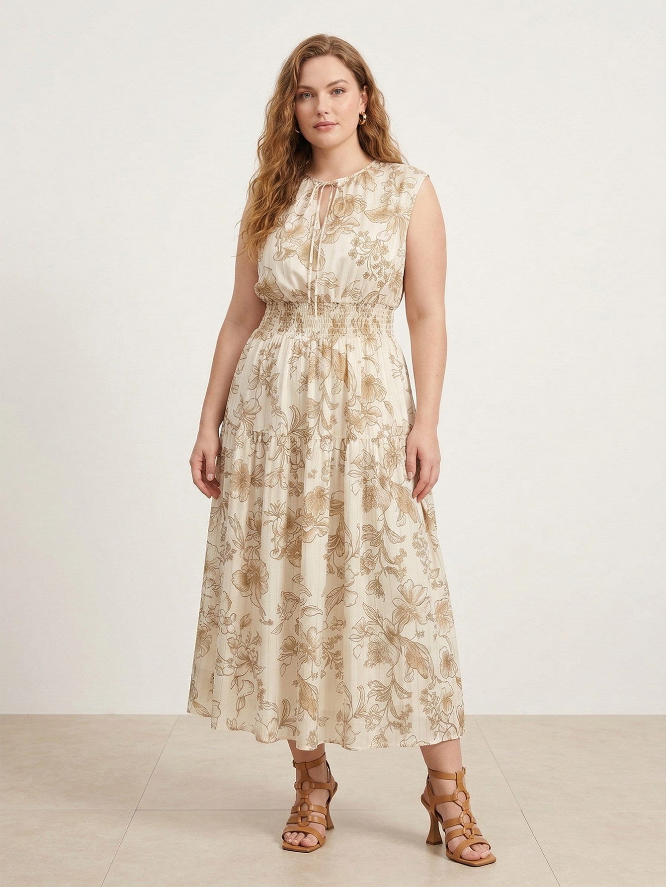 Larui Plus Size Women‘s Chiffon Ruffle A-line Dress