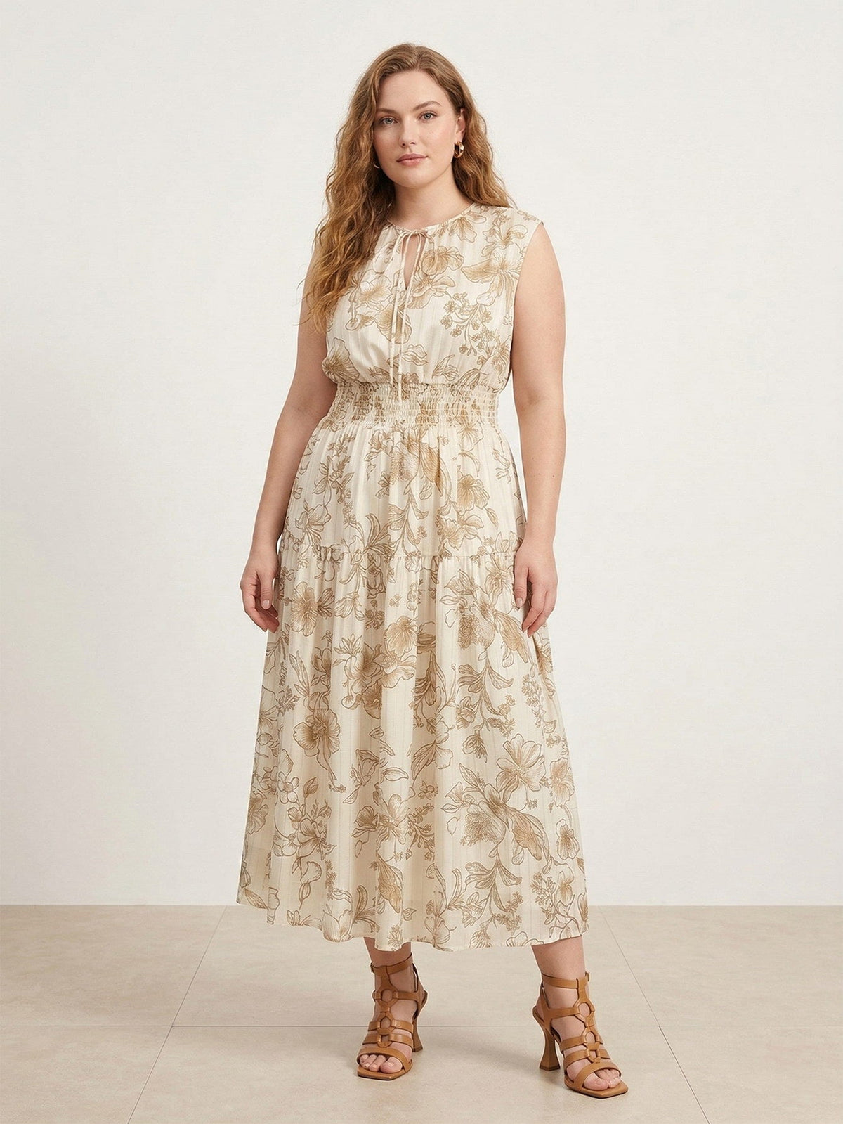 Larui Plus Size Women‘s Chiffon Ruffle A-line Dress