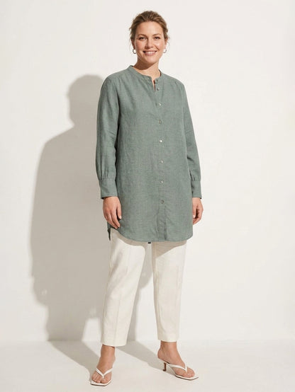 Larui Plus Size Elegant Long Linen Shirt