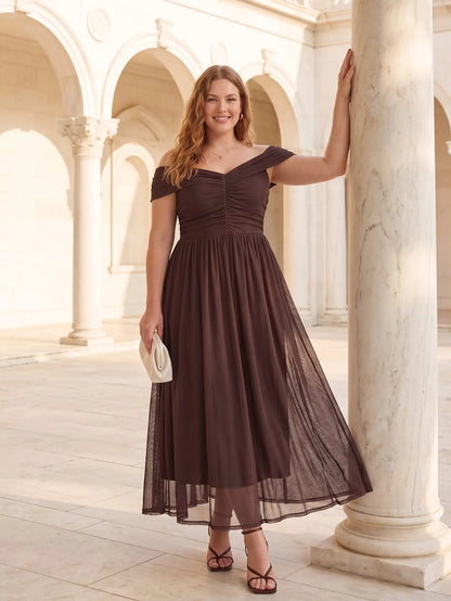 Larui Plus Size Off Shoulder A-Line Dress