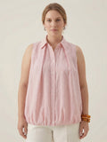 Larui Plus Size Women’s Striped Linen Tulip Hem Vest Top