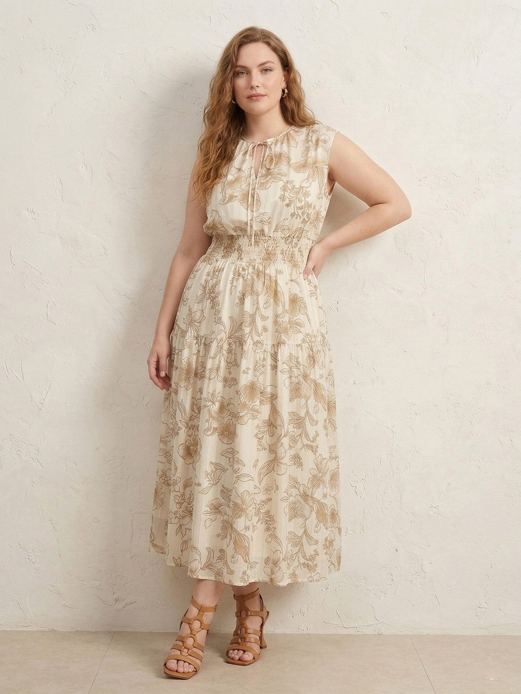 Larui Plus Size Women‘s Chiffon Ruffle A-line Dress