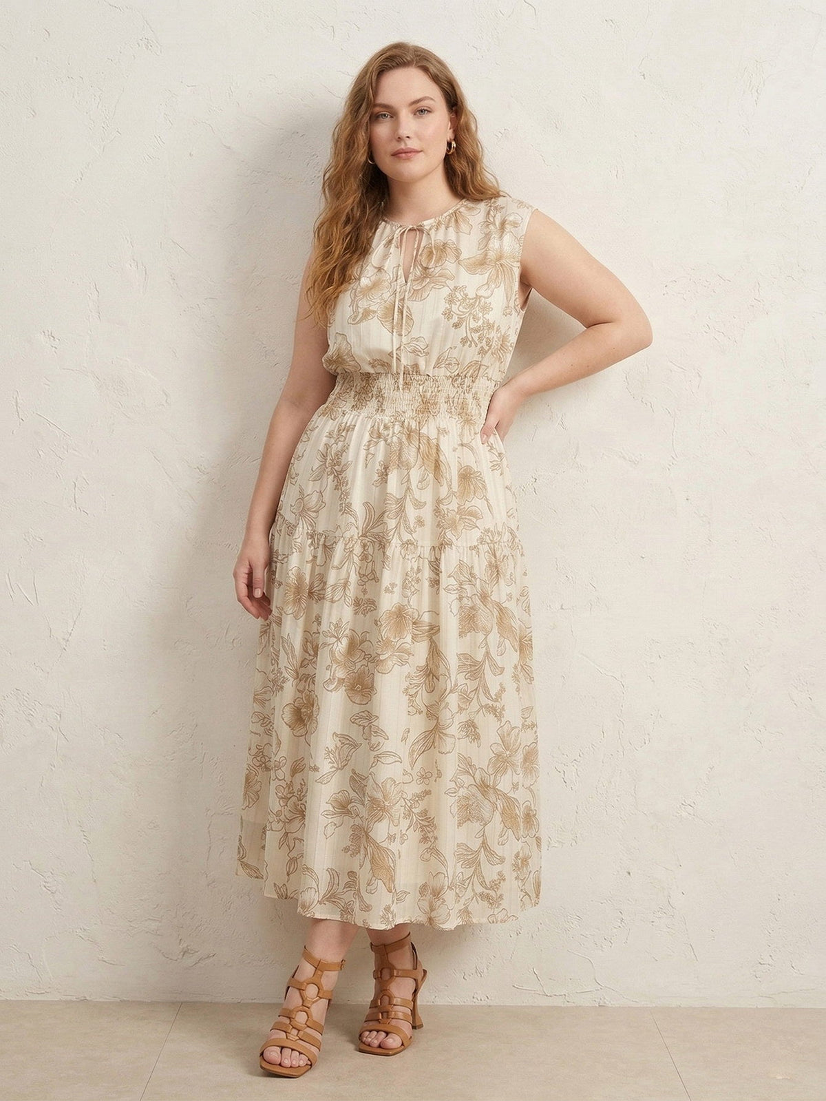 Larui Plus Size Women‘s Chiffon Ruffle A-line Dress