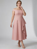 Larui Plus Size Women's Off-Shoulder Elegant Linen  Dress