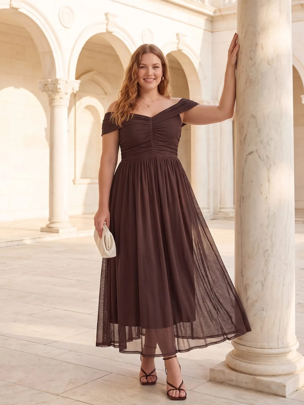 Larui Plus Size Off Shoulder A-Line Dress