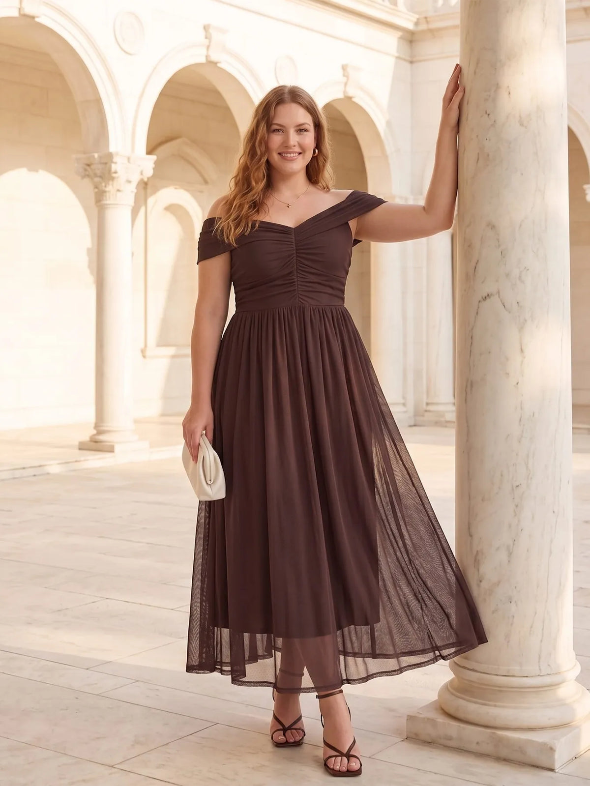 Larui Plus Size Off Shoulder A-Line Dress
