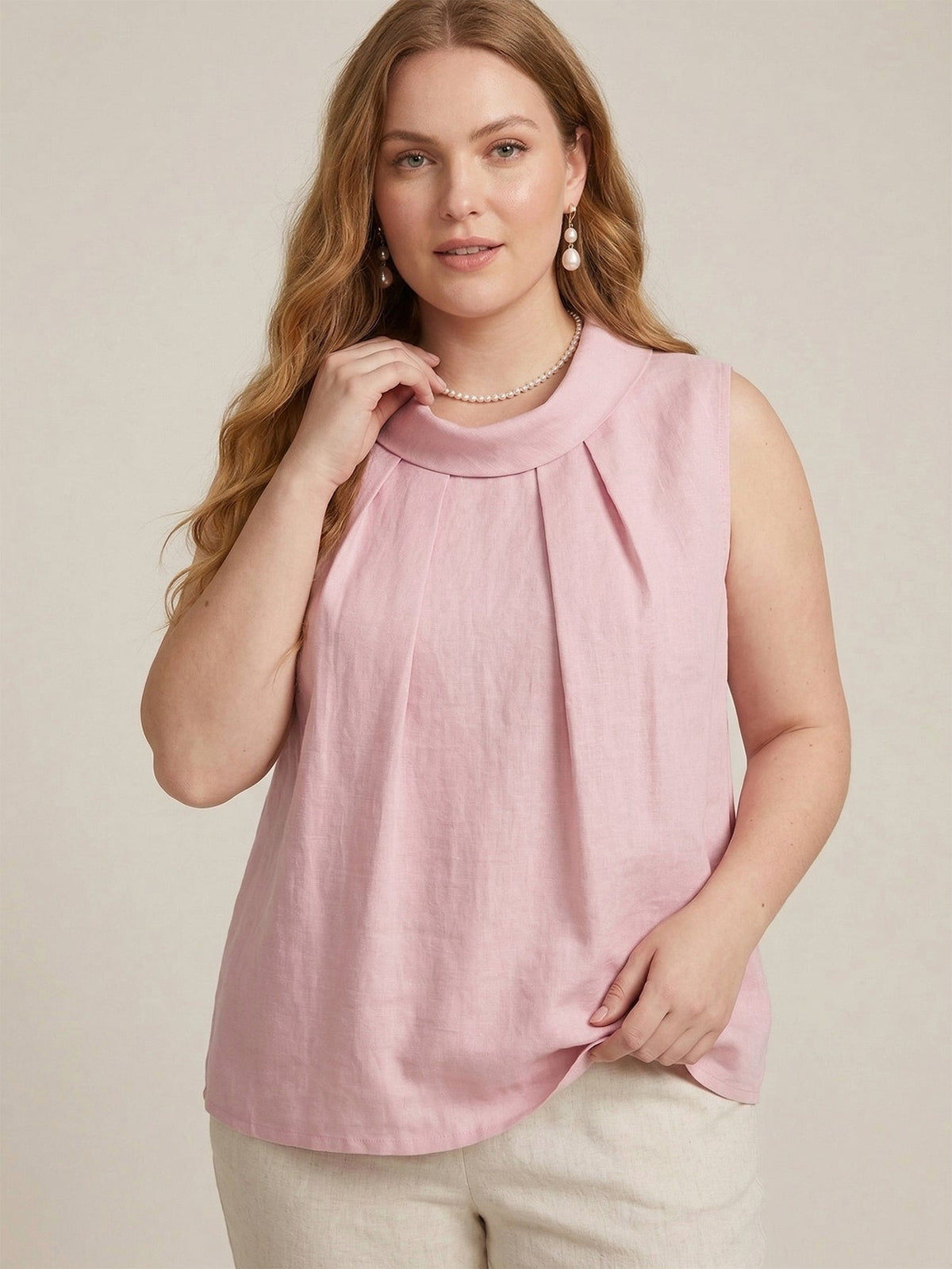 Larui Plus Size Women's Backless Linen Vest