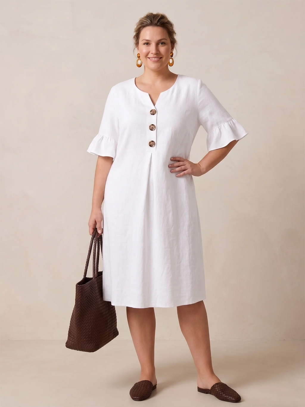 Larui Plus-Size Women's Elegant Casual Pocket Dress