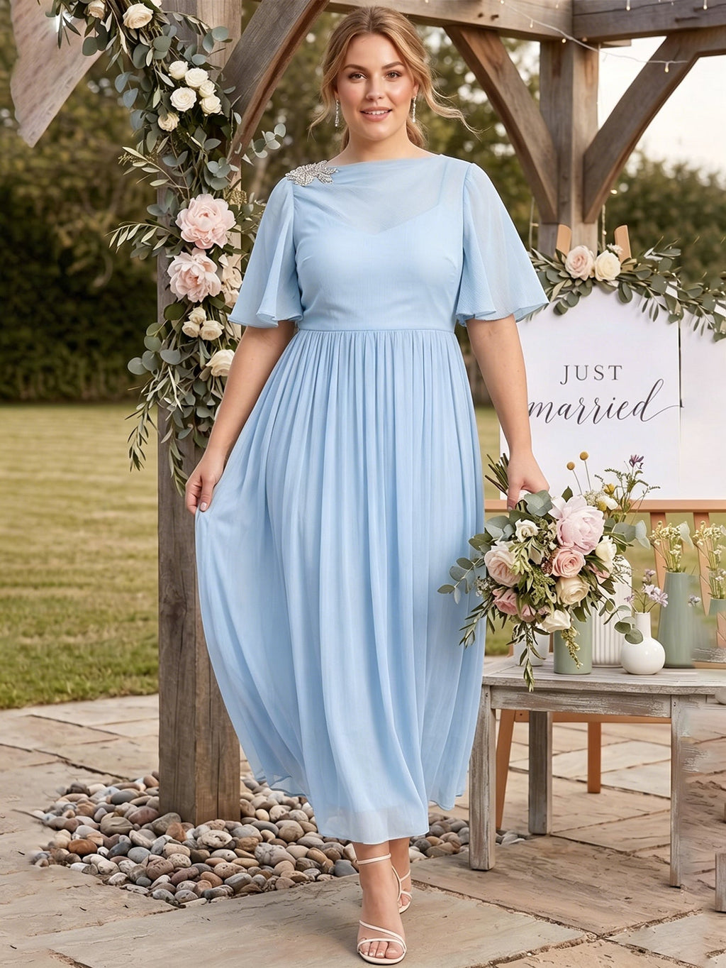 Larui Plus Size Women's Chiffon Dress