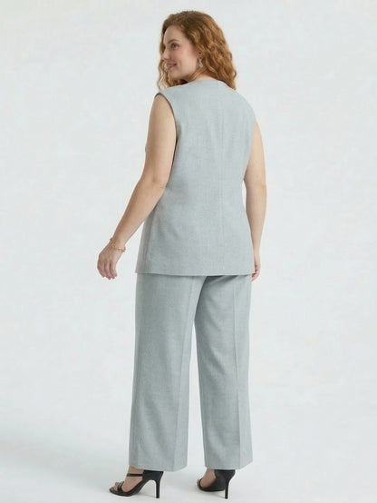 Larui Plus Size Women's Top Coat Pants Two Piece Outfits