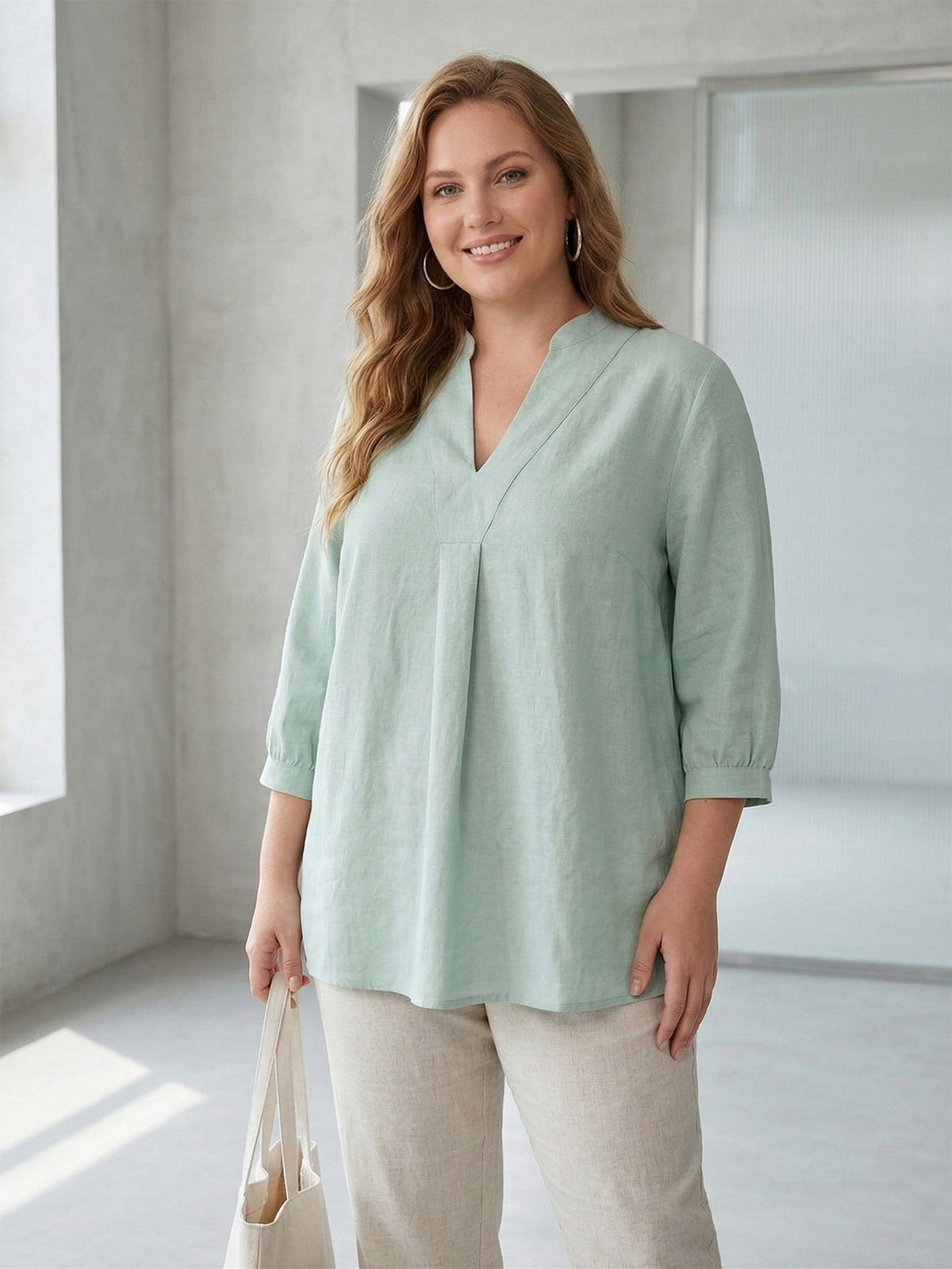 Larui Plus Size Women's Linen Shirt
