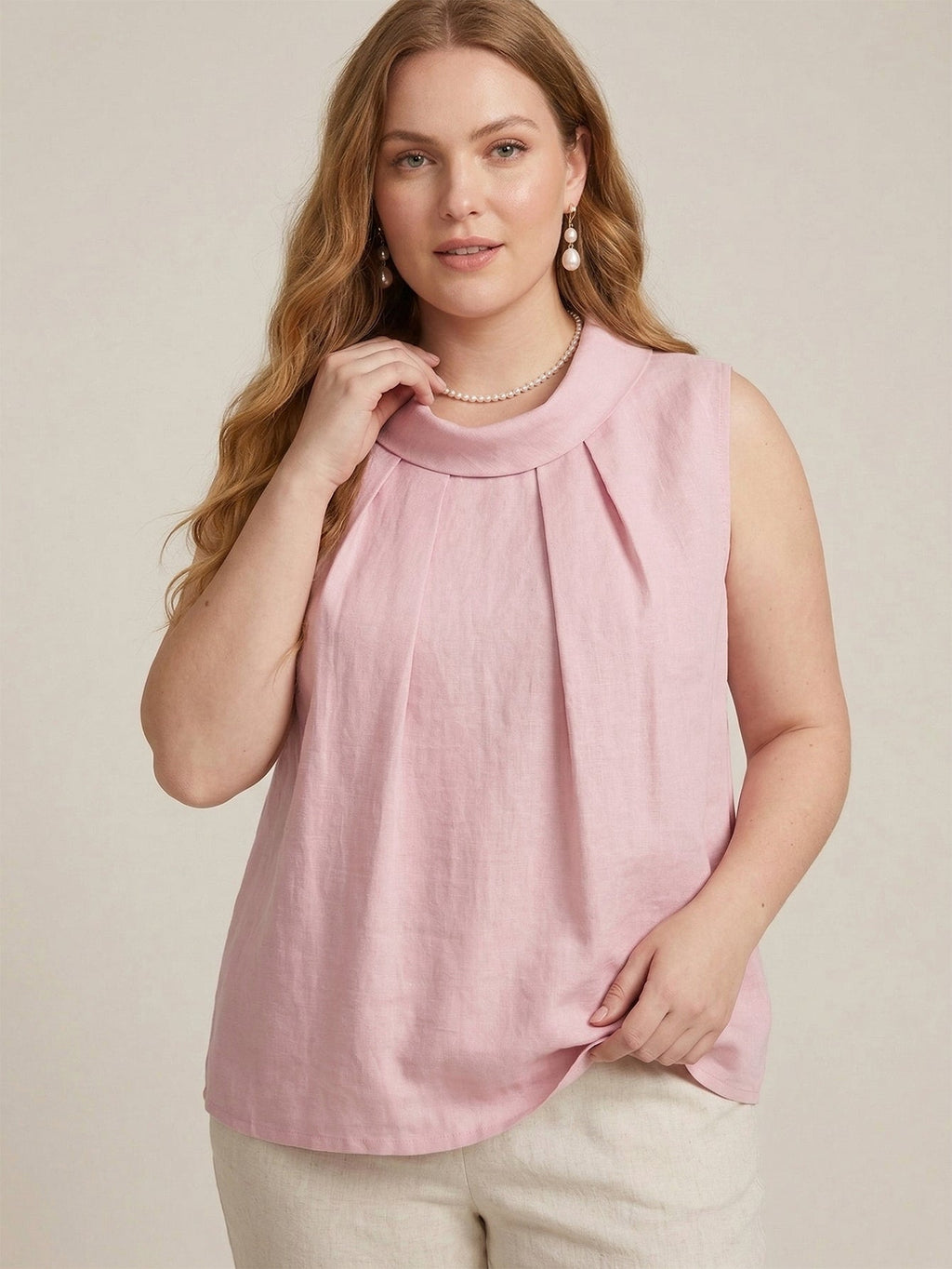 Larui Plus Size Women's Backless Linen Vest