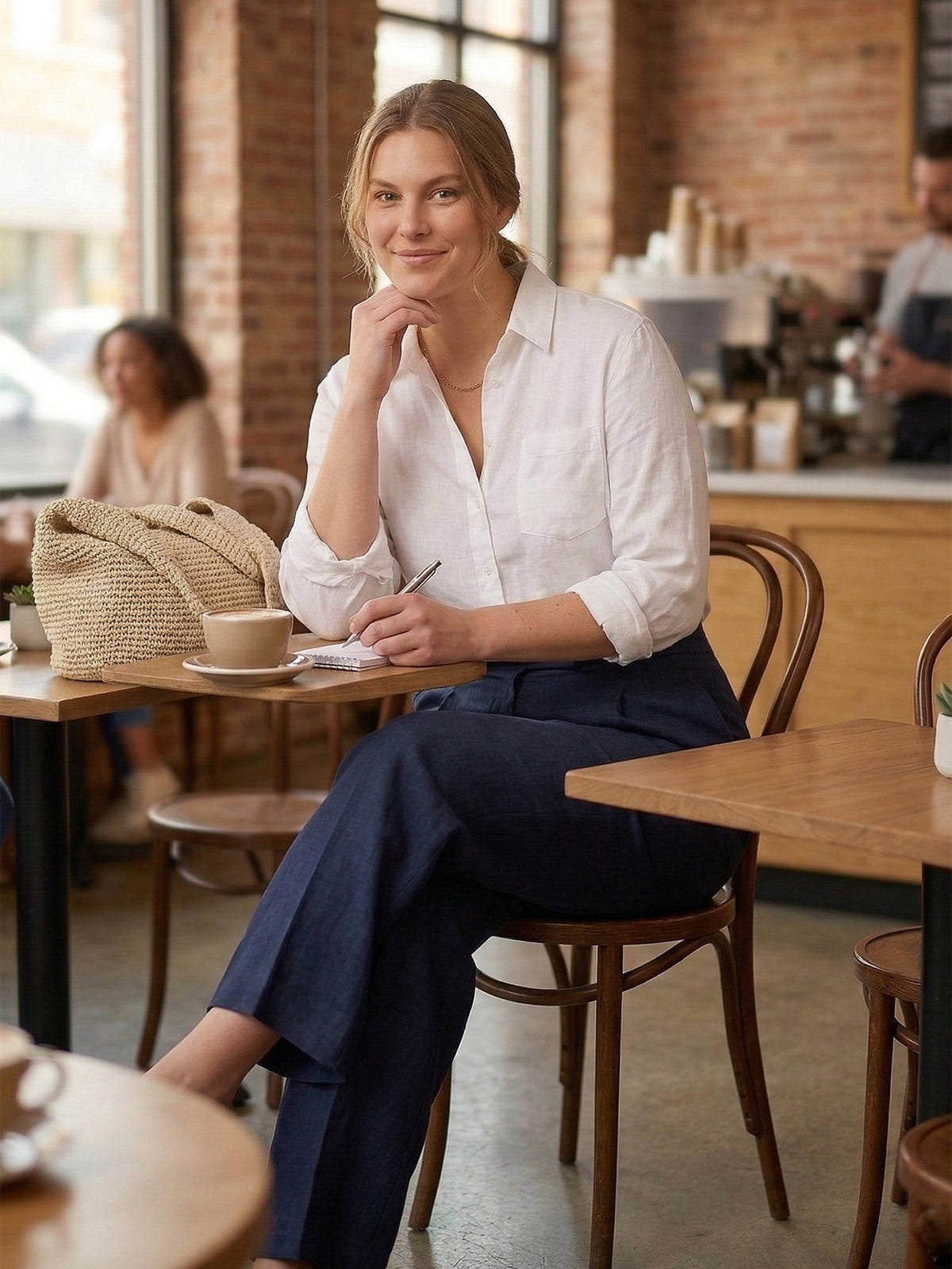 Larui Plus Size Women's Linen Straight-Leg Trousers