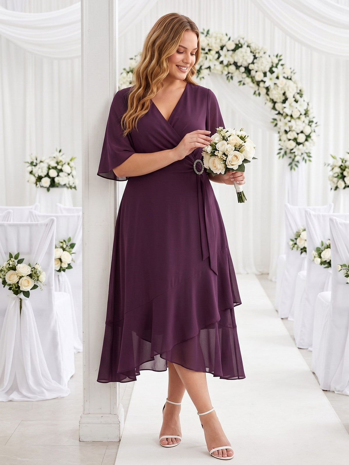 Larui Plus Size Women‘s Chiffon Dress